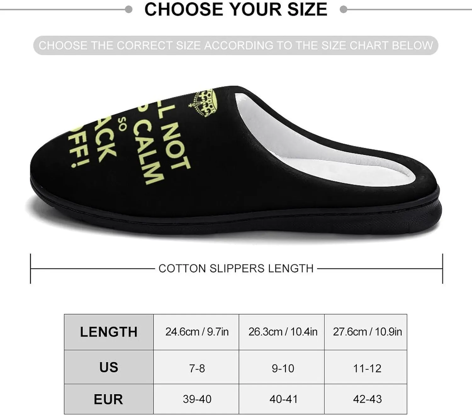 Not Keep Calm Back Off Women's House Slippers Warm Anti-Slip Cotton Slippers Home Shoes Indoor Outdoor