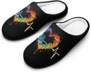 Nurses Tie-Dye Pulse Heart Men's Cotton Slippers Closed Toe House Shoes with Non-Slip Sole for Indoor&Outdoor