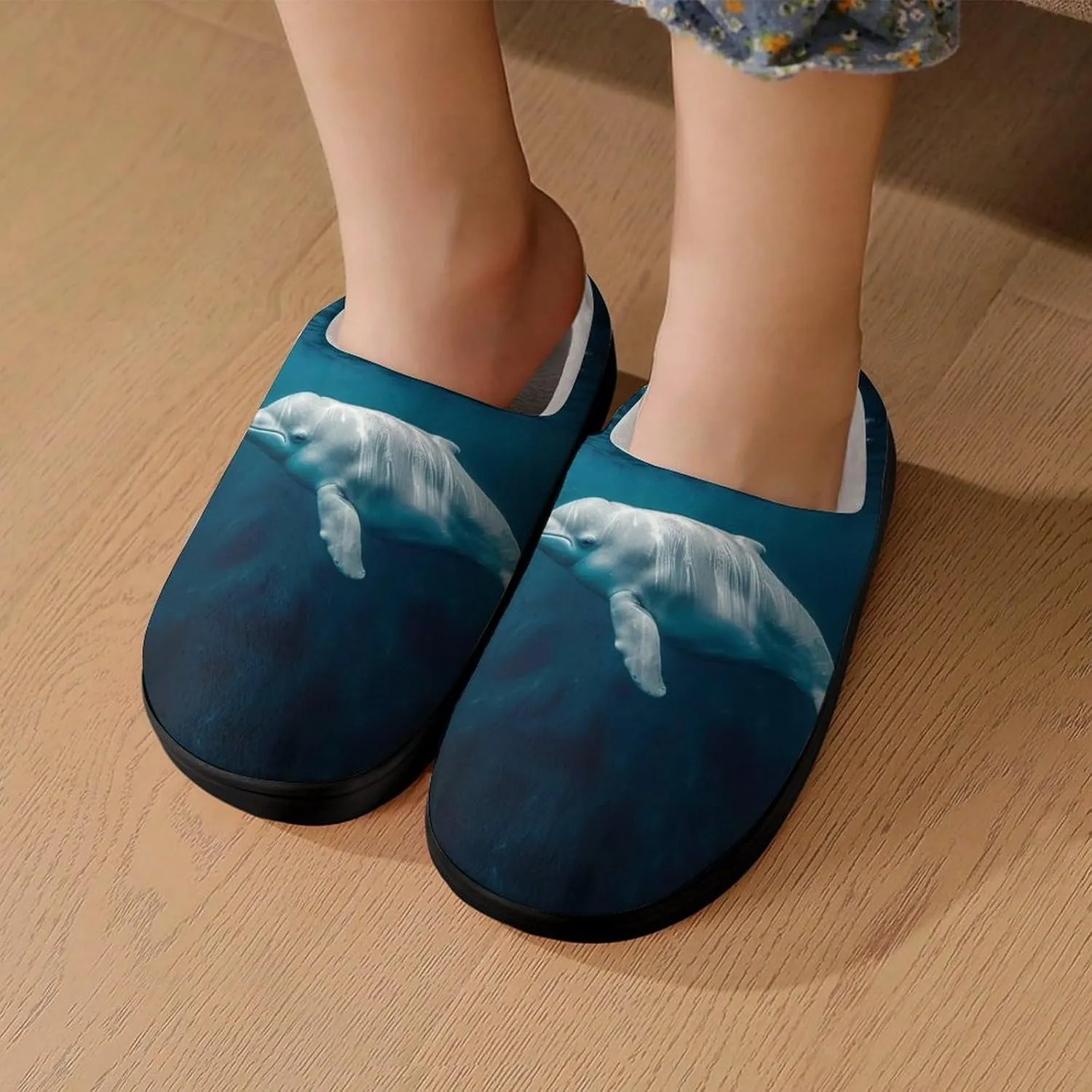 Ocean Animal Whale Kids Toddler Cotton Slippers Slip-on House Shoes for Bedroom Indoor Outdoor