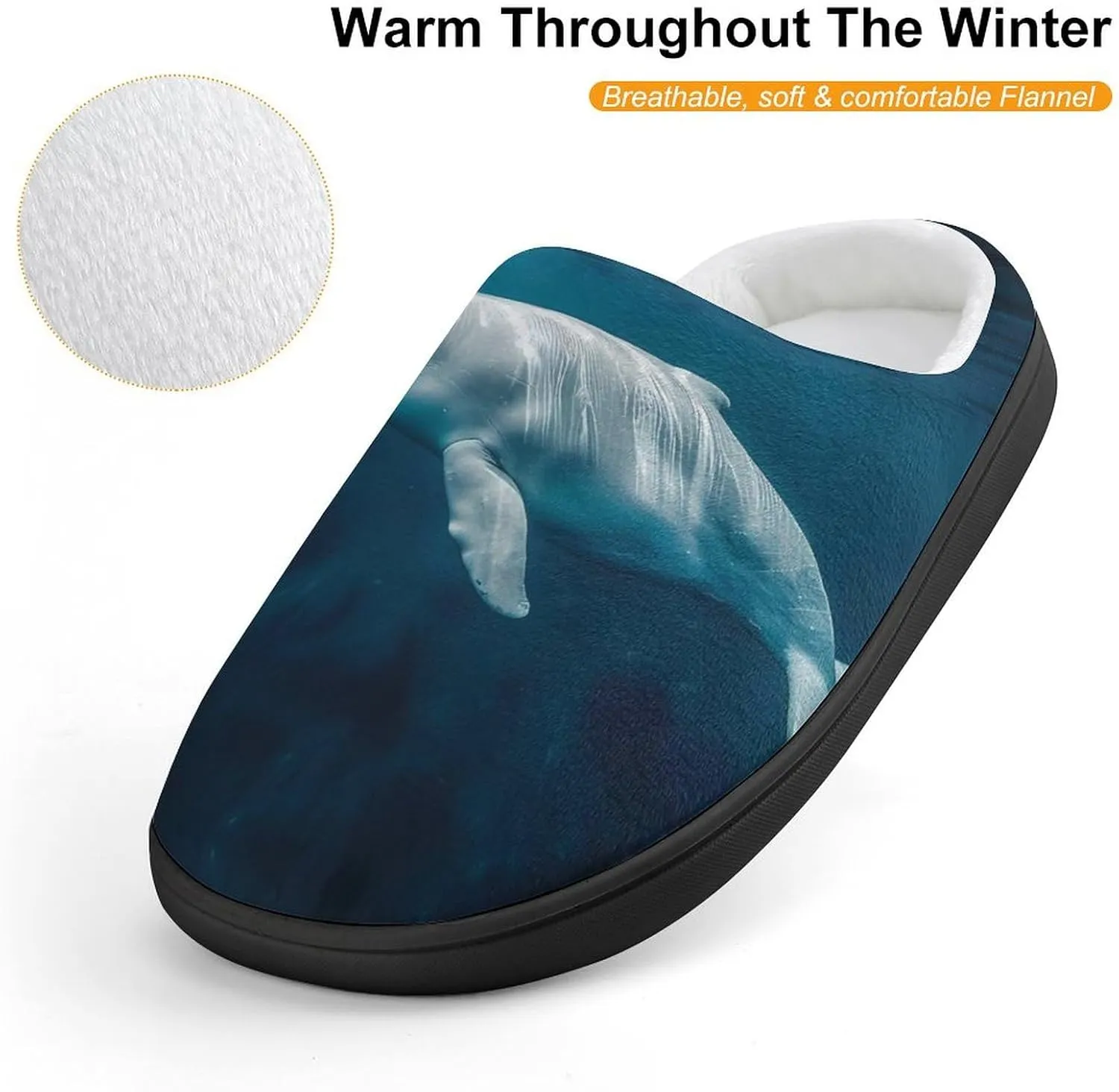 Ocean Animal Whale Kids Toddler Cotton Slippers Slip-on House Shoes for Bedroom Indoor Outdoor