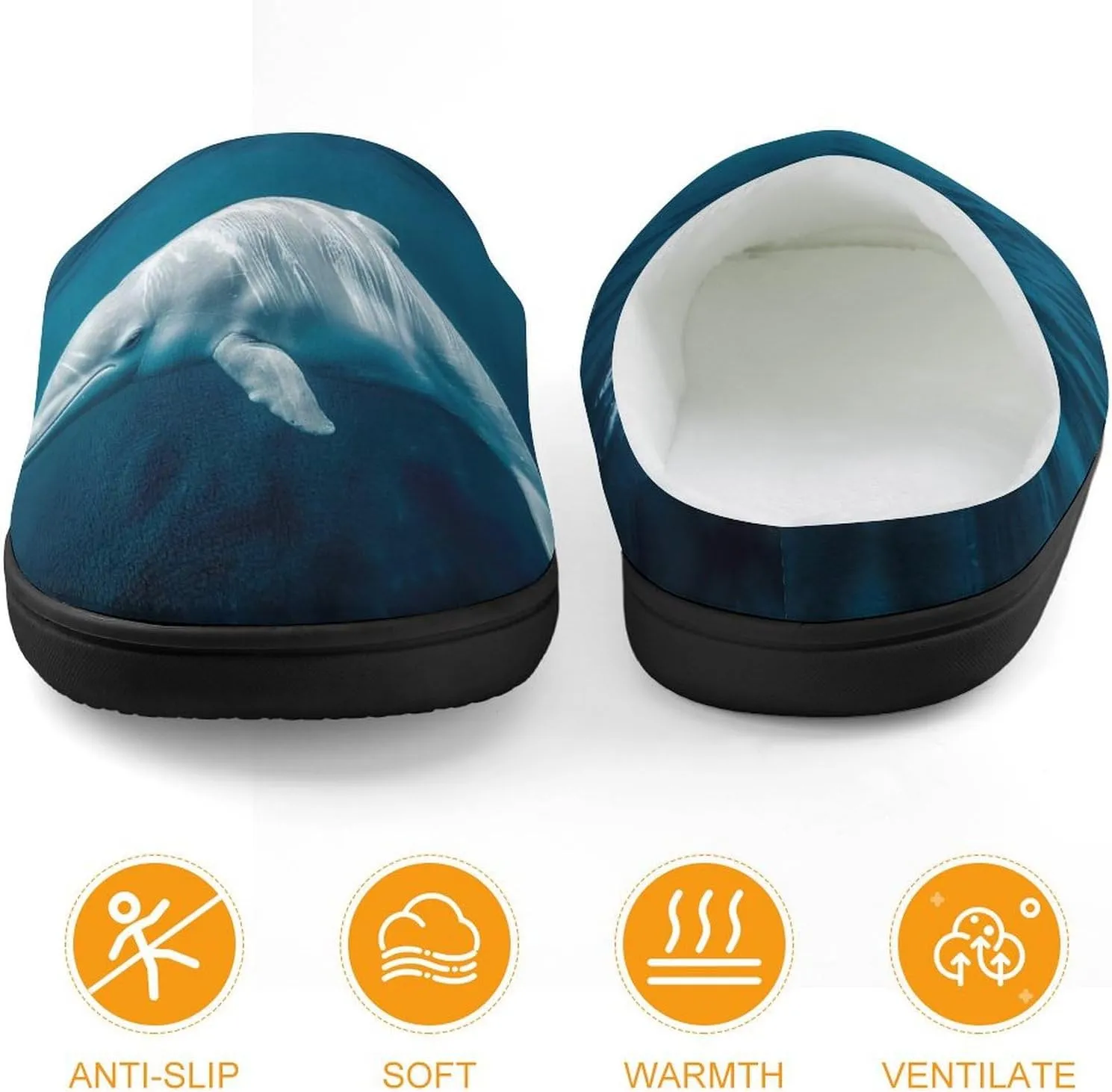 Ocean Animal Whale Kids Toddler Cotton Slippers Slip-on House Shoes for Bedroom Indoor Outdoor