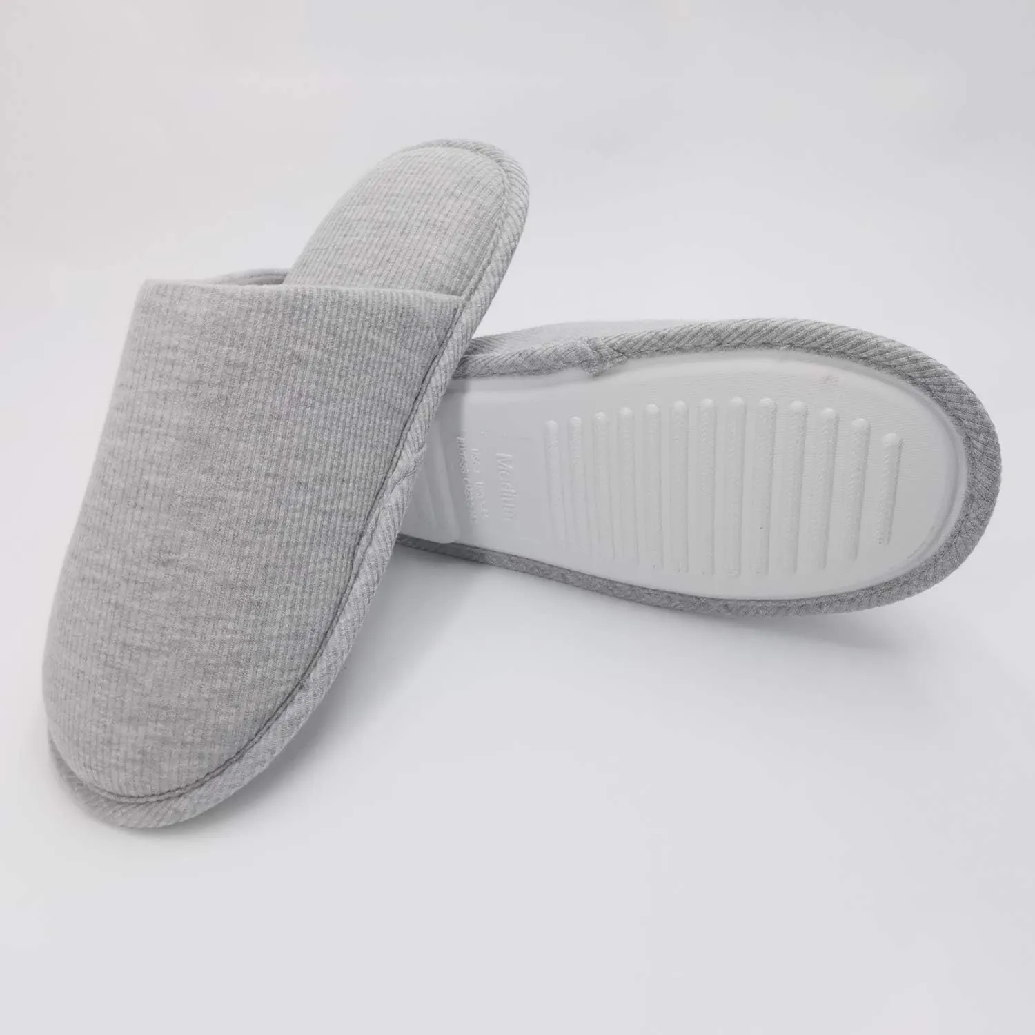 ofoot Womens Indoor Memory Foam Cotton Scuff Slippers Slip On Summer House Shoes Flats Breathable Lightweight Washable Non Skid Rubber Soles