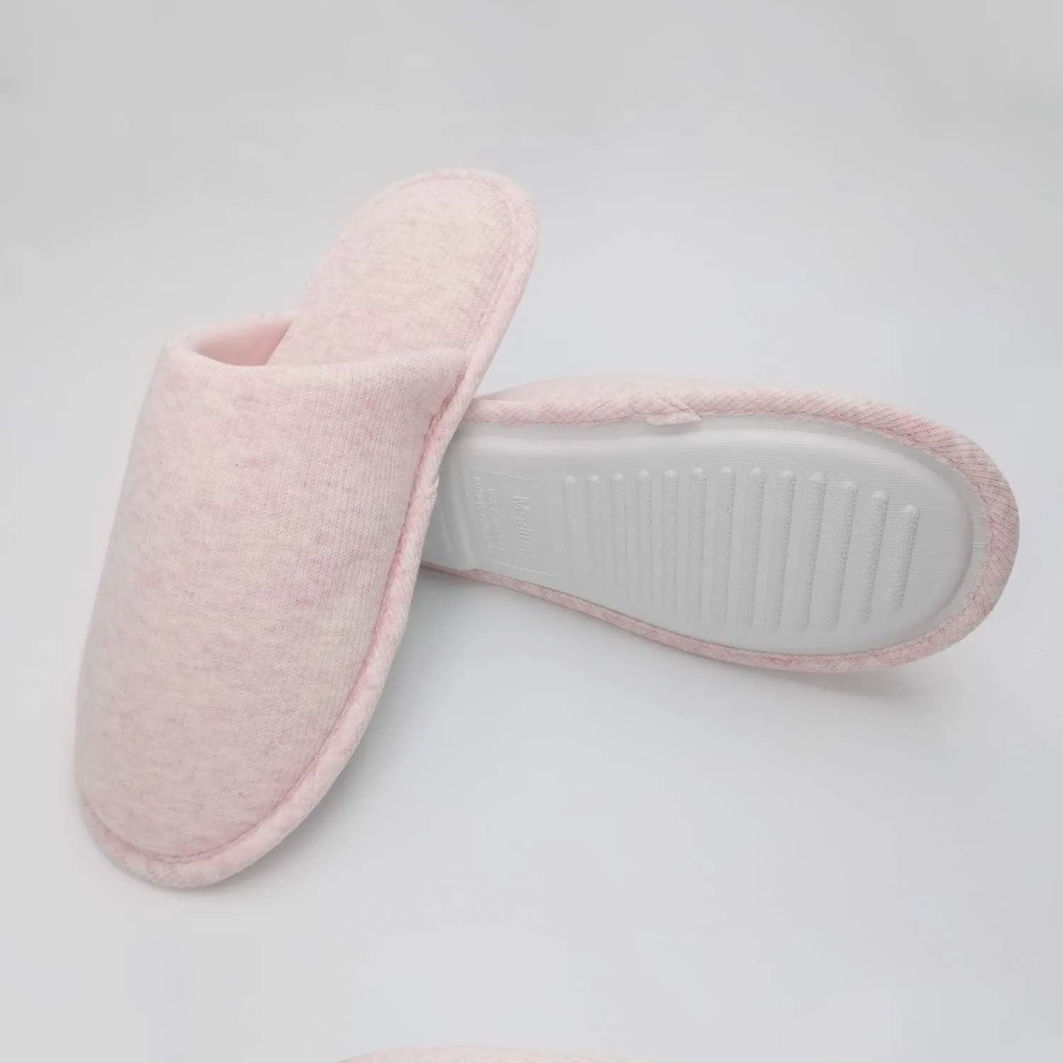 ofoot Womens Indoor Memory Foam Cotton Scuff Slippers Slip On Summer House Shoes Flats Breathable Lightweight Washable Non Skid Rubber Soles