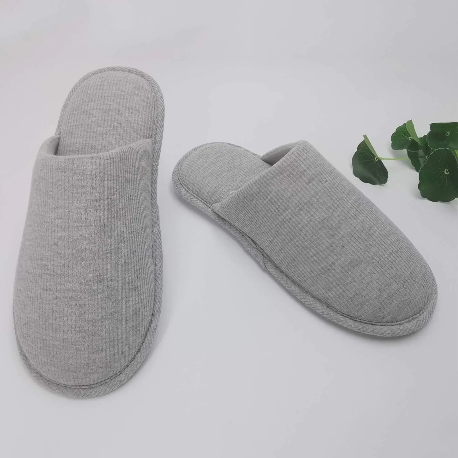 ofoot Womens Indoor Memory Foam Cotton Scuff Slippers Slip On Summer House Shoes Flats Breathable Lightweight Washable Non Skid Rubber Soles
