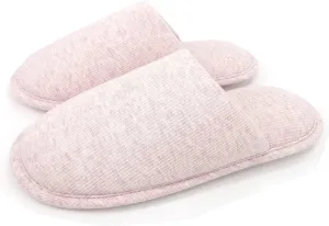 ofoot Womens Indoor Memory Foam Cotton Scuff Slippers Slip On Summer House Shoes Flats Breathable Lightweight Washable Non Skid Rubber Soles