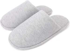 ofoot Womens Indoor Memory Foam Cotton Scuff Slippers Slip On Summer House Shoes Flats Breathable Lightweight Washable Non Skid Rubber Soles