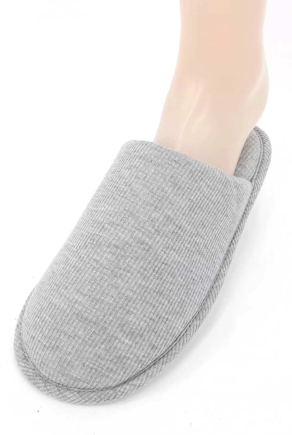 ofoot Womens Indoor Memory Foam Cotton Scuff Slippers Slip On Summer House Shoes Flats Breathable Lightweight Washable Non Skid Rubber Soles