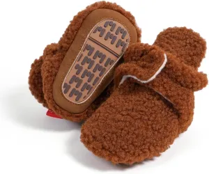 ohsofy Newborn Baby Cotton Booties Stay On Slipper Winter Warm Soft Shoes Non-Skid Infant Ankle Boots Crib Shoes