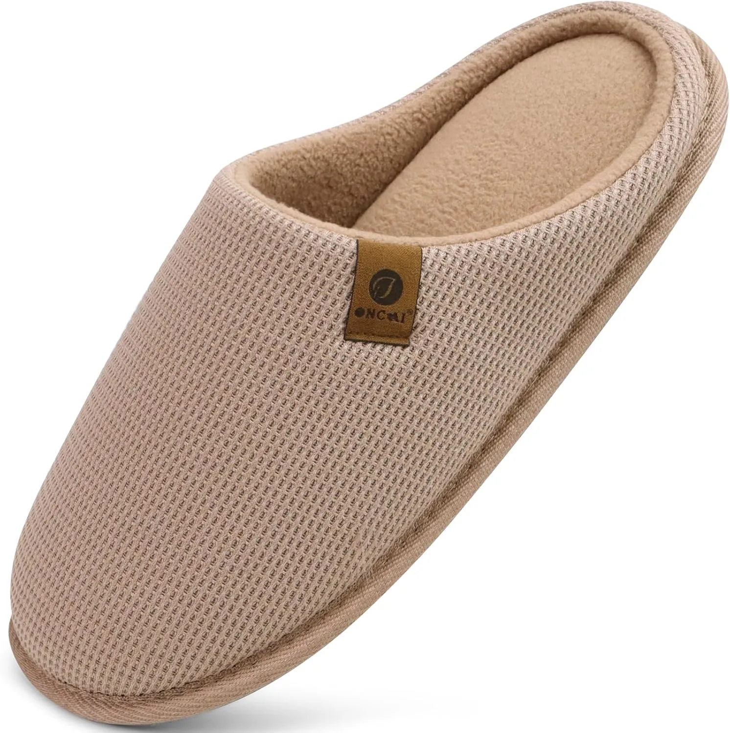 ONCAI Men's House Slippers, Cushion Memory Foam Shake Fleece and Man House Shoes with Faux Fur Lining and Indoor Outdoor Rubber Soles US Size 7-15
