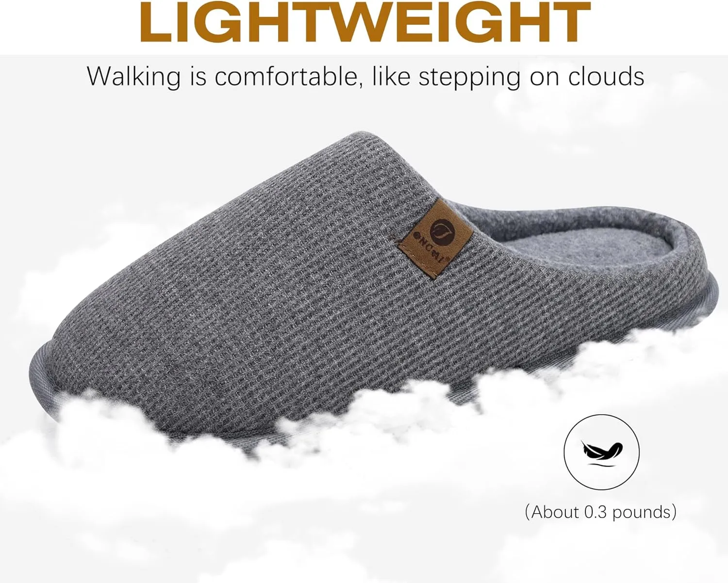 ONCAI Men's House Slippers, Cushion Memory Foam Shake Fleece and Man House Shoes with Faux Fur Lining and Indoor Outdoor Rubber Soles US Size 7-15