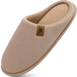 ONCAI Men's House Slippers, Cushion Memory Foam Shake Fleece and Man House Shoes with Faux Fur Lining and Indoor Outdoor Rubber Soles US Size 7-15