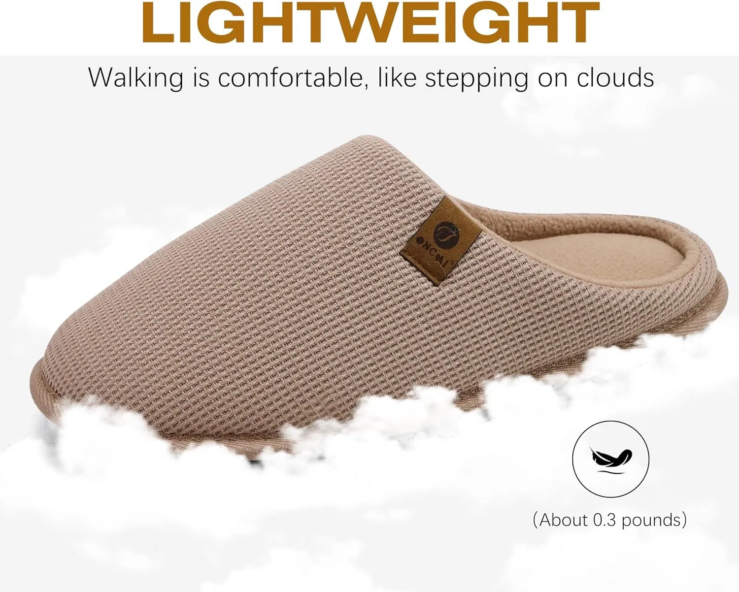 ONCAI Men's House Slippers, Cushion Memory Foam Shake Fleece and Man House Shoes with Faux Fur Lining and Indoor Outdoor Rubber Soles US Size 7-15