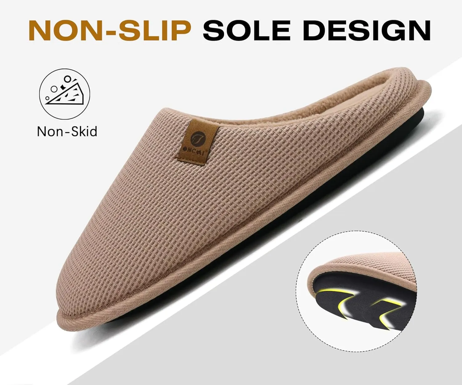 ONCAI Men's House Slippers, Cushion Memory Foam Shake Fleece and Man House Shoes with Faux Fur Lining and Indoor Outdoor Rubber Soles US Size 7-15
