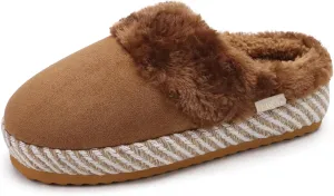ONCAI Women's Slippers with Cushion Yoga Mat Faux Fur Fuzzy Suede Warm Winter Woman House Slippers Indoor/Outdoor Cozy Rubber Sole US Size 5-11