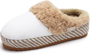 ONCAI Women's Slippers with Cushion Yoga Mat Faux Fur Fuzzy Suede Warm Winter Woman House Slippers Indoor/Outdoor Cozy Rubber Sole US Size 5-11