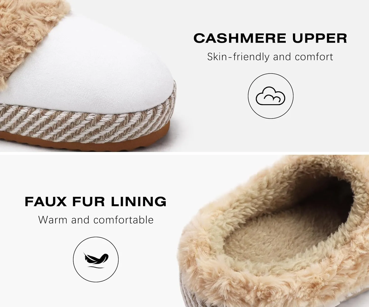 ONCAI Women's Slippers with Cushion Yoga Mat Faux Fur Fuzzy Suede Warm Winter Woman House Slippers Indoor/Outdoor Cozy Rubber Sole US Size 5-11