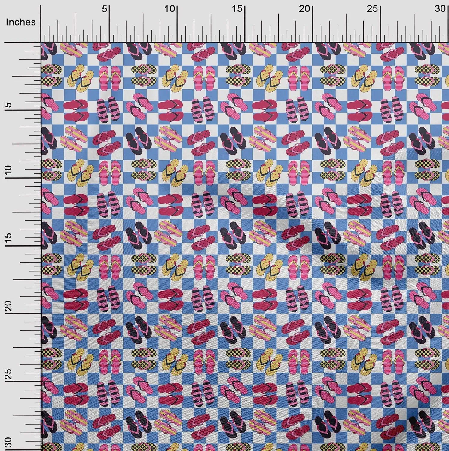 oneOone Cotton Flex Medium Blue Fabric Beach Slipper Craft Projects Decor Fabric Printed by The Yard 40 Inch Wide
