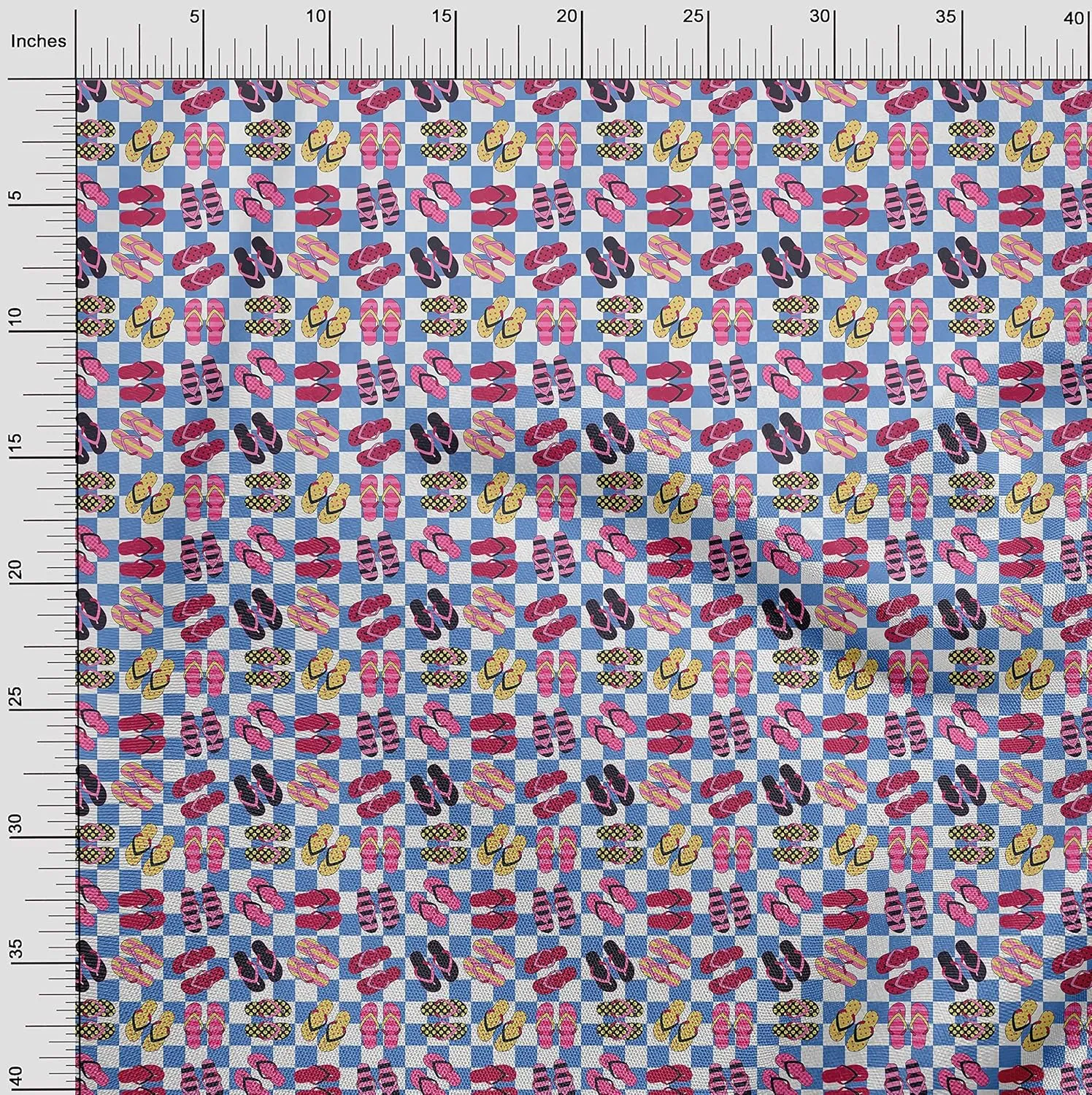 oneOone Cotton Flex Medium Blue Fabric Beach Slipper Craft Projects Decor Fabric Printed by The Yard 40 Inch Wide