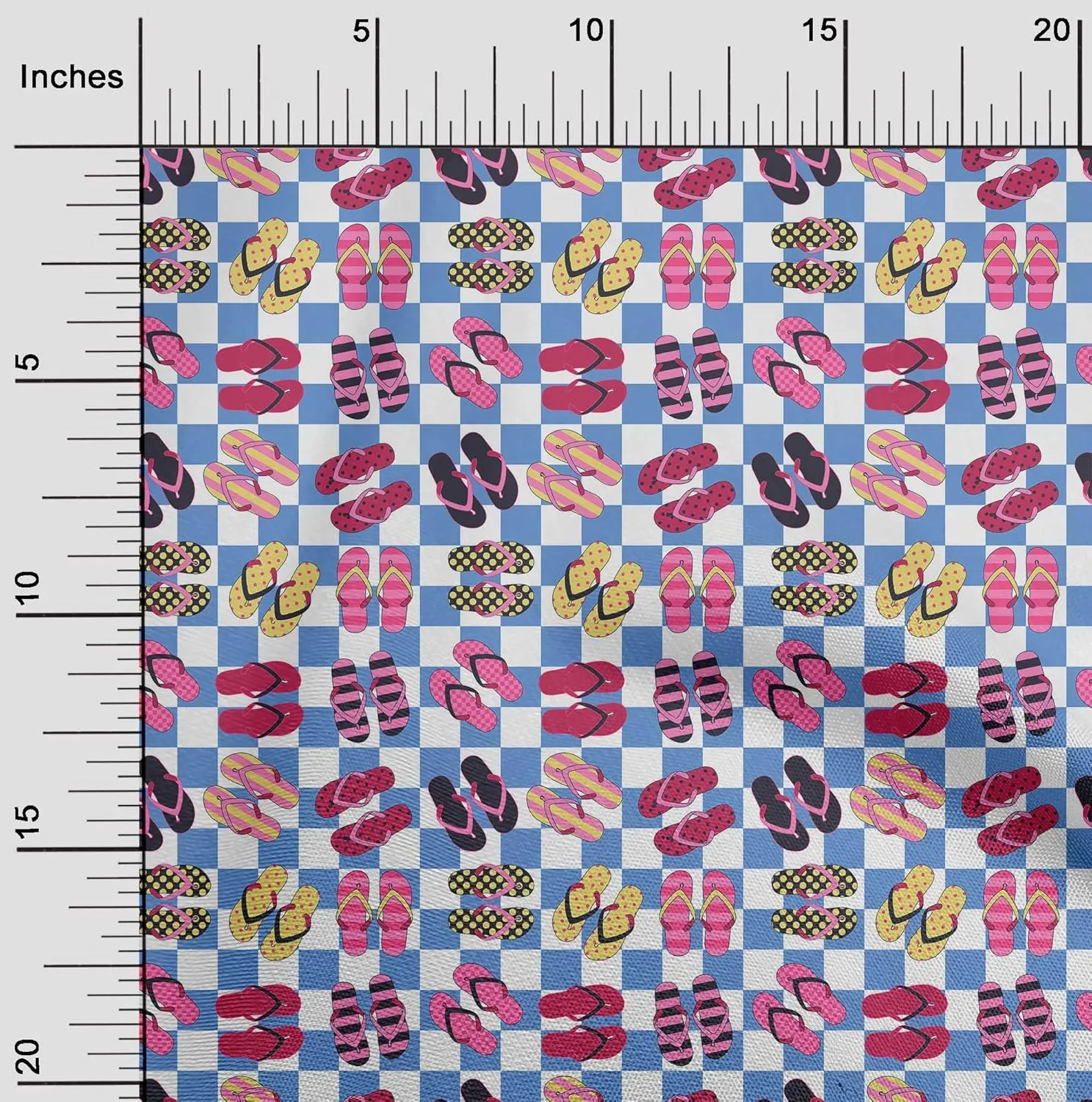 oneOone Cotton Flex Medium Blue Fabric Beach Slipper Craft Projects Decor Fabric Printed by The Yard 40 Inch Wide