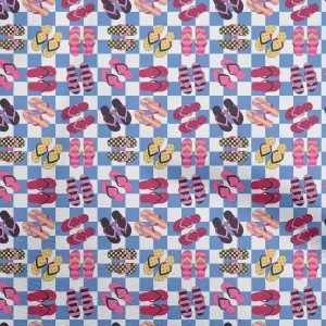 oneOone Cotton Flex Medium Blue Fabric Beach Slipper Craft Projects Decor Fabric Printed by The Yard 40 Inch Wide