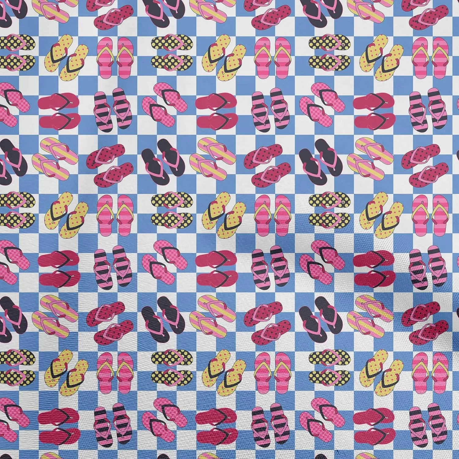oneOone Cotton Flex Medium Blue Fabric Beach Slipper Craft Projects Decor Fabric Printed by The Yard 40 Inch Wide