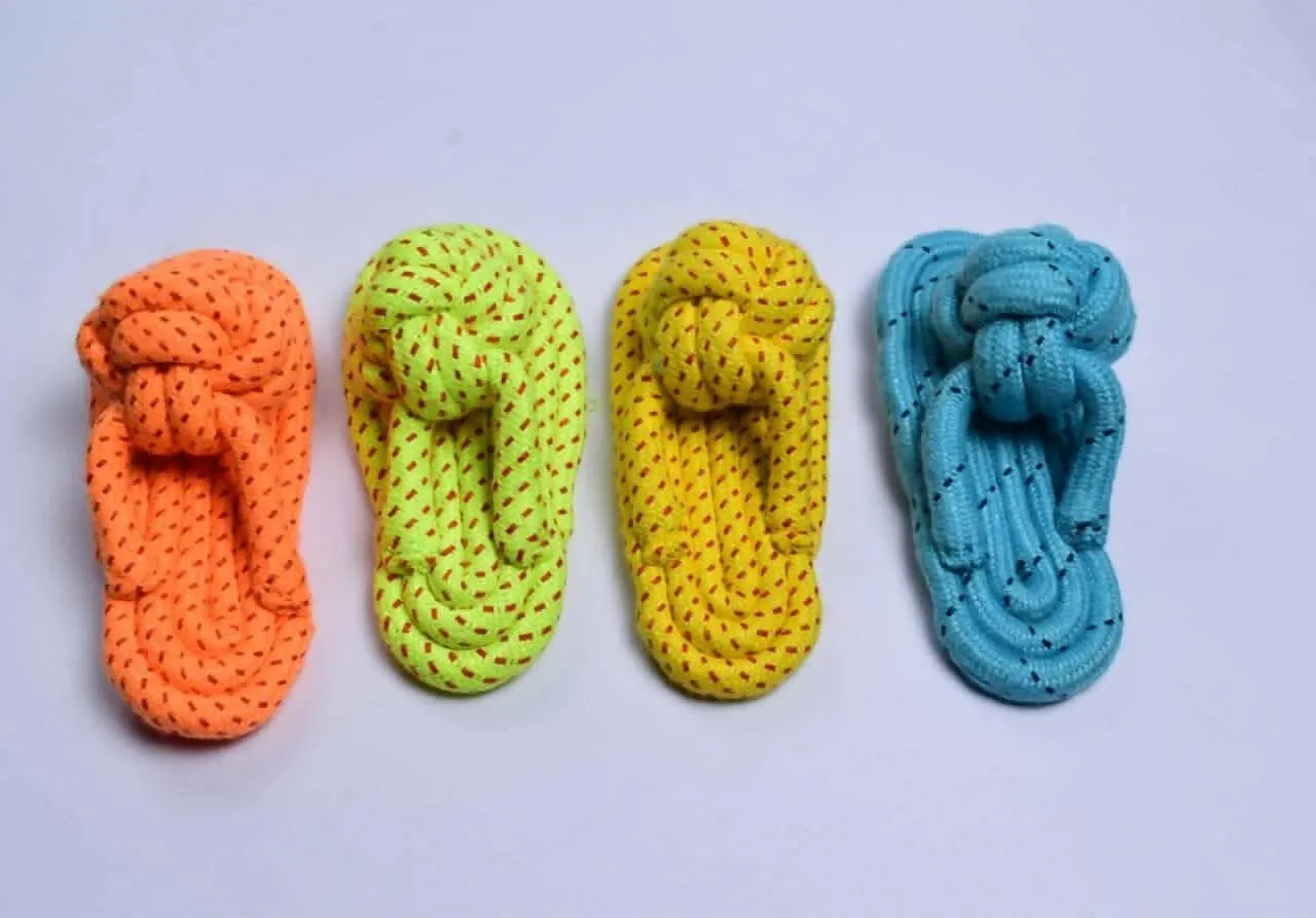 Organic Cotton Rope Chew Slipper for Puppies (Multi-Color, Single Piece)