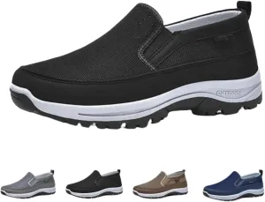 Orthowalkway Mens Shoes, Casual Orthopedic Sneakers for Men, Outdoor Walking Boots Shoes Slip-on Flats Arch Support