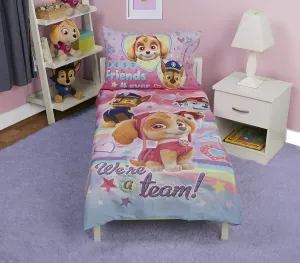 Paw Patrol Skye We're A Team 4 Piece Toddler Bedding Set - Includes Comforter, Sheet Set - Fitted   Top Sheet   Reversible Pillow Case for Girls Bed, Pink