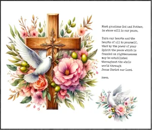 Peace Prayer Doves Cotton Fat Quarter Panel