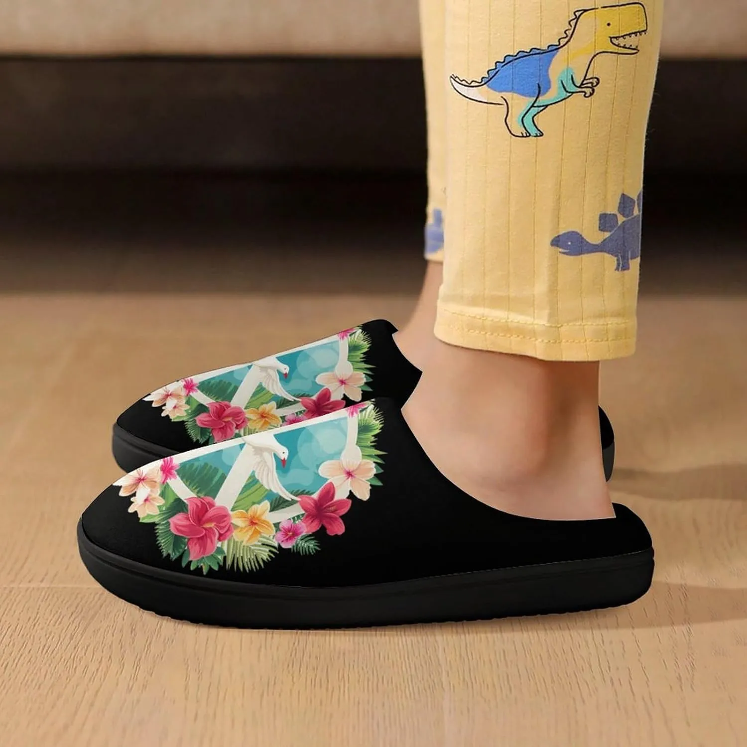 Peace Sign Dove White Pigeon Bird Kids Toddler Cotton Slippers Slip-on House Shoes for Bedroom Indoor Outdoor