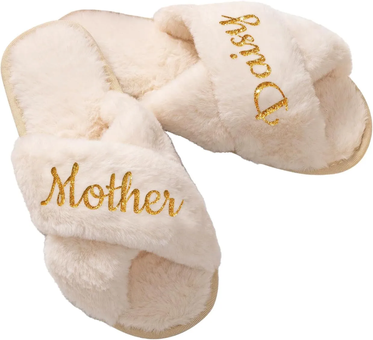 Personalized Fluffy Slippers for Women – Custom Bridal Slippers, Customized Slippers with Name，Bridesmaid Gifts，Wedding Party Gifts，Easter and Mother's Day Gifts
