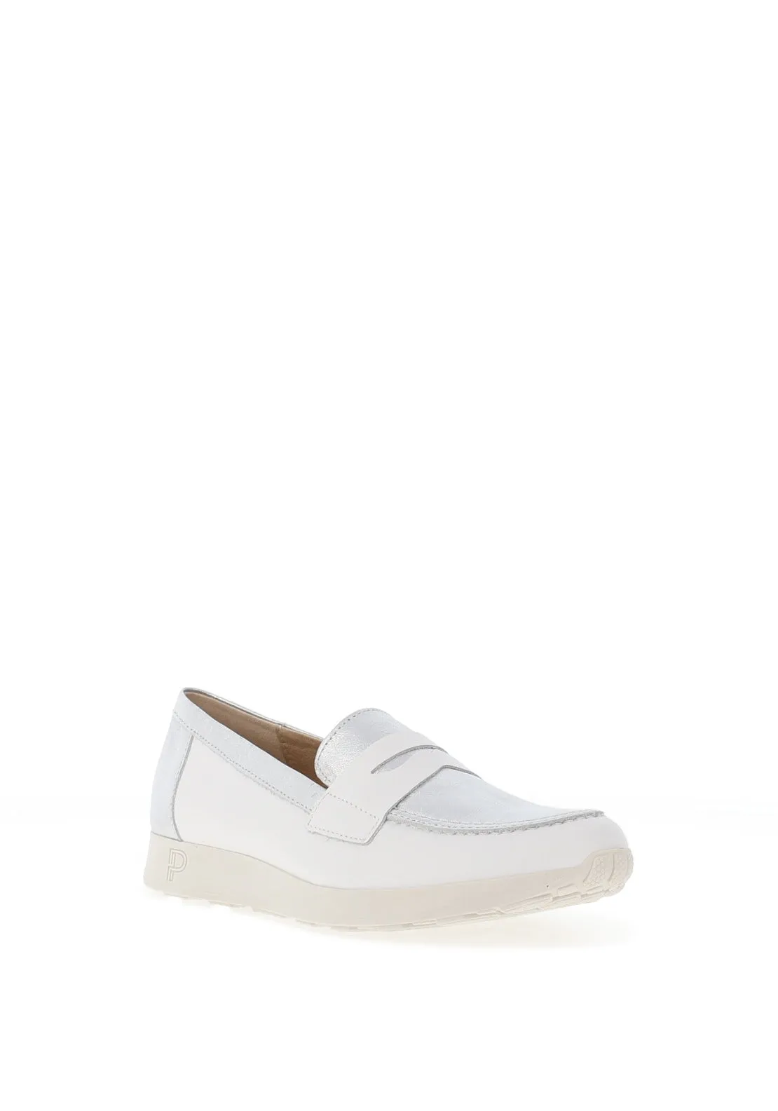 Pitillos Smooth Leather Flat Loafers, White