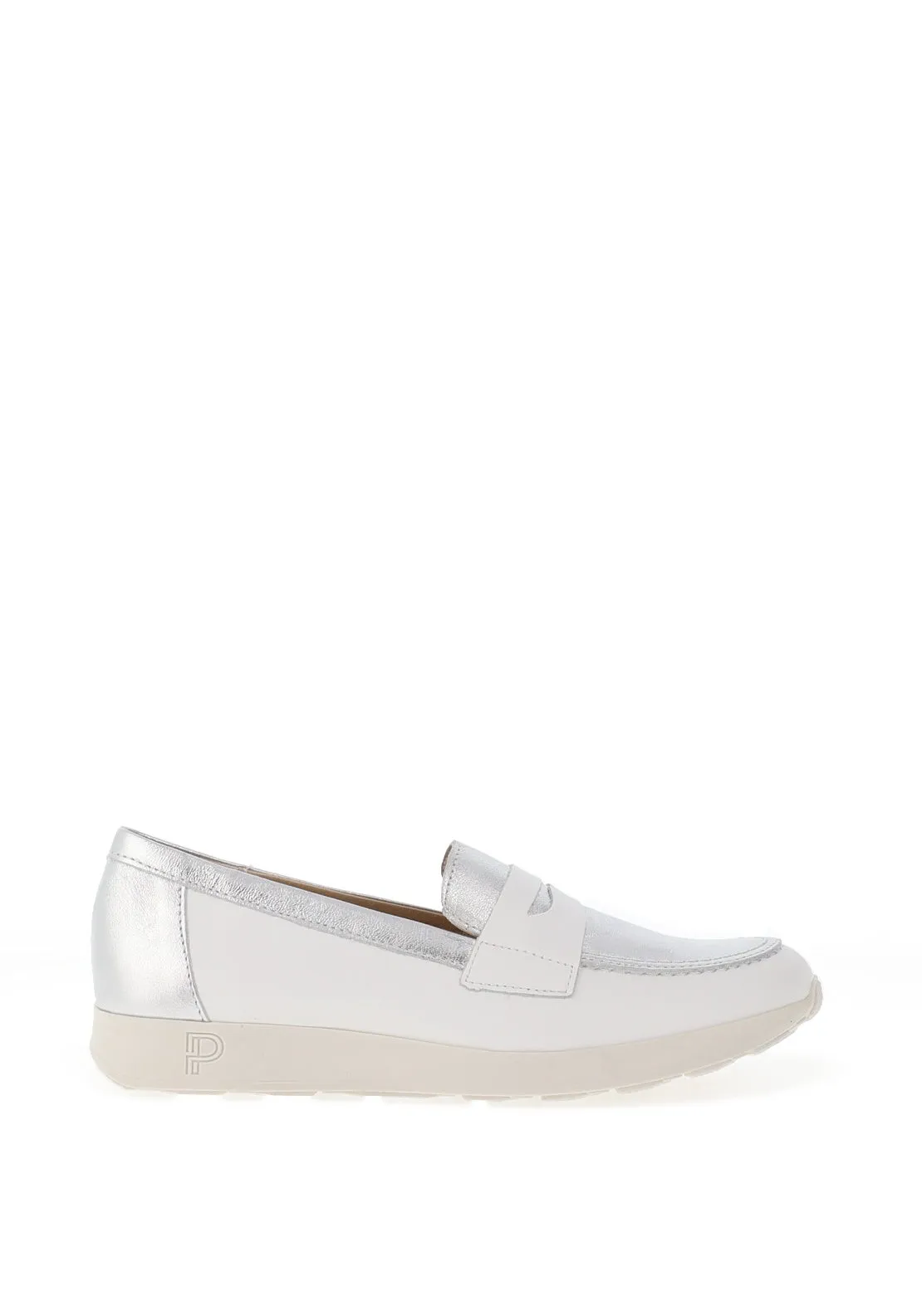 Pitillos Smooth Leather Flat Loafers, White