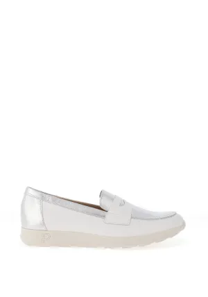 Pitillos Smooth Leather Flat Loafers, White