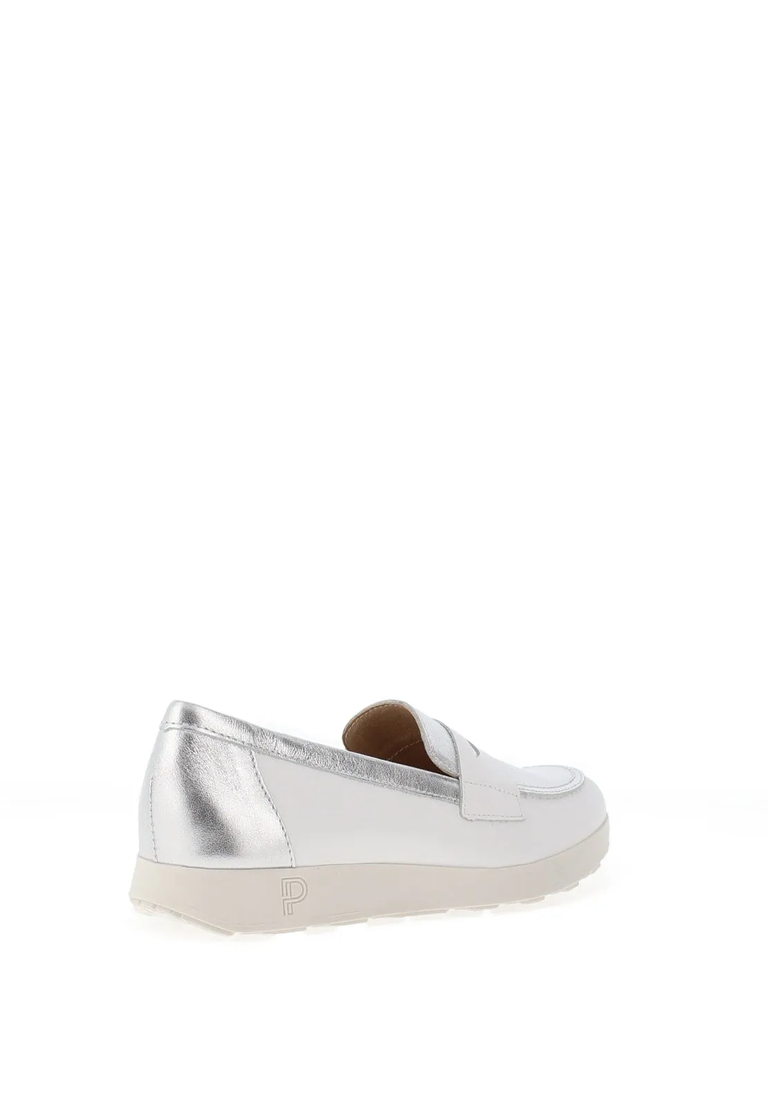 Pitillos Smooth Leather Flat Loafers, White