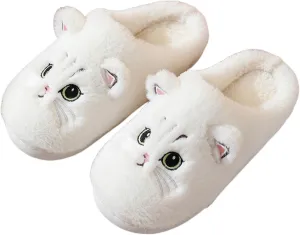 Plush animal slippers, soft and comfortable slippers, women's home slippers, bedroom cat girl plush slippers