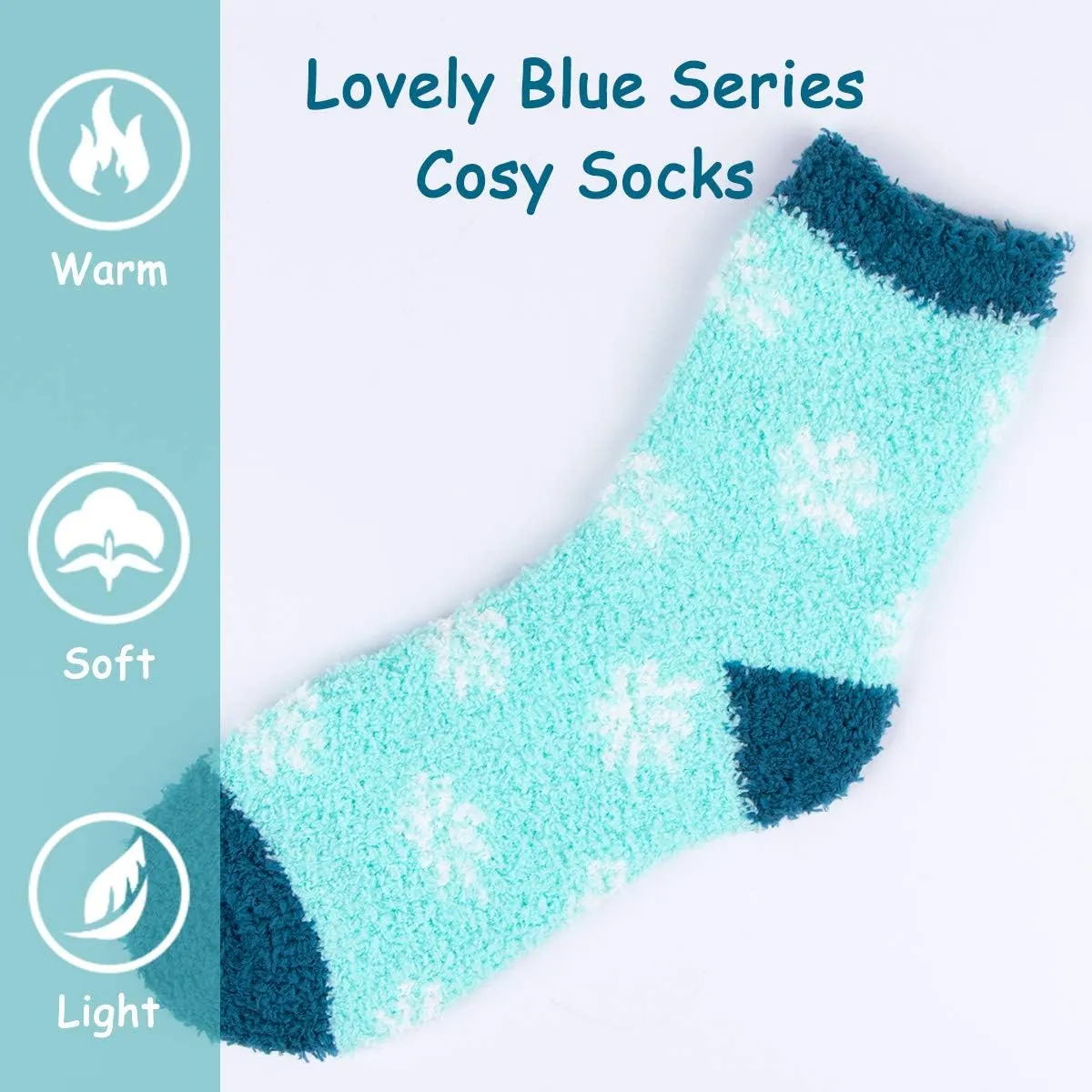 Plush Slipper Socks Women - Colorful Warm Fuzzy Crew Socks Cozy Soft for Winter Indoor