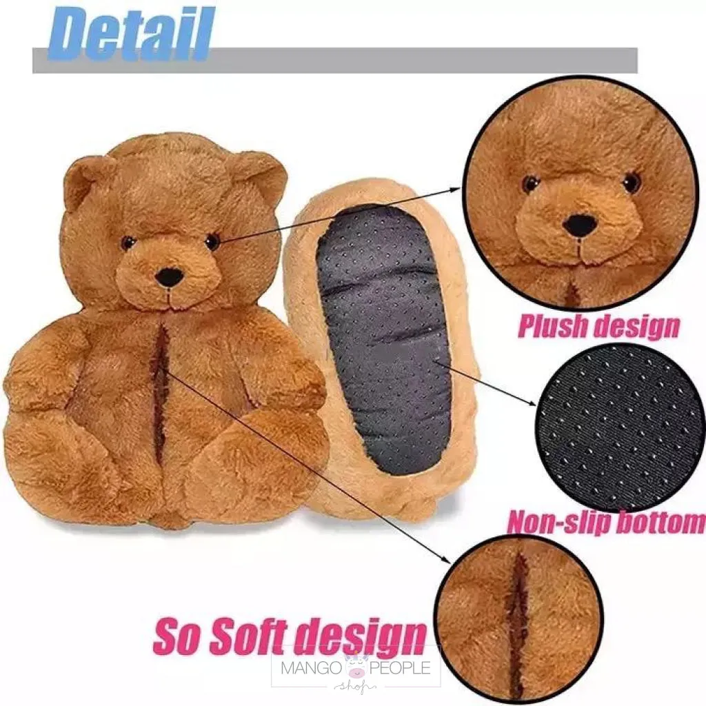 Plush Teddy Bear Slippers