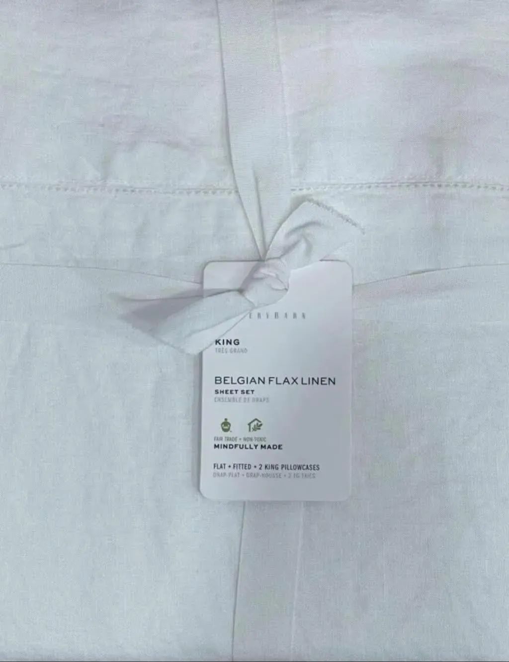 Pottery Barn Belgian Linen Flax Sheet Set ~ King~*White*~