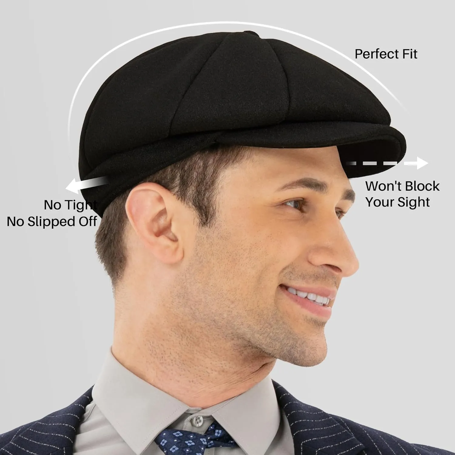 POUDAY Newsboy Cap for Men - Irish Newsies Cabbie Hat - Flat Winter Hat