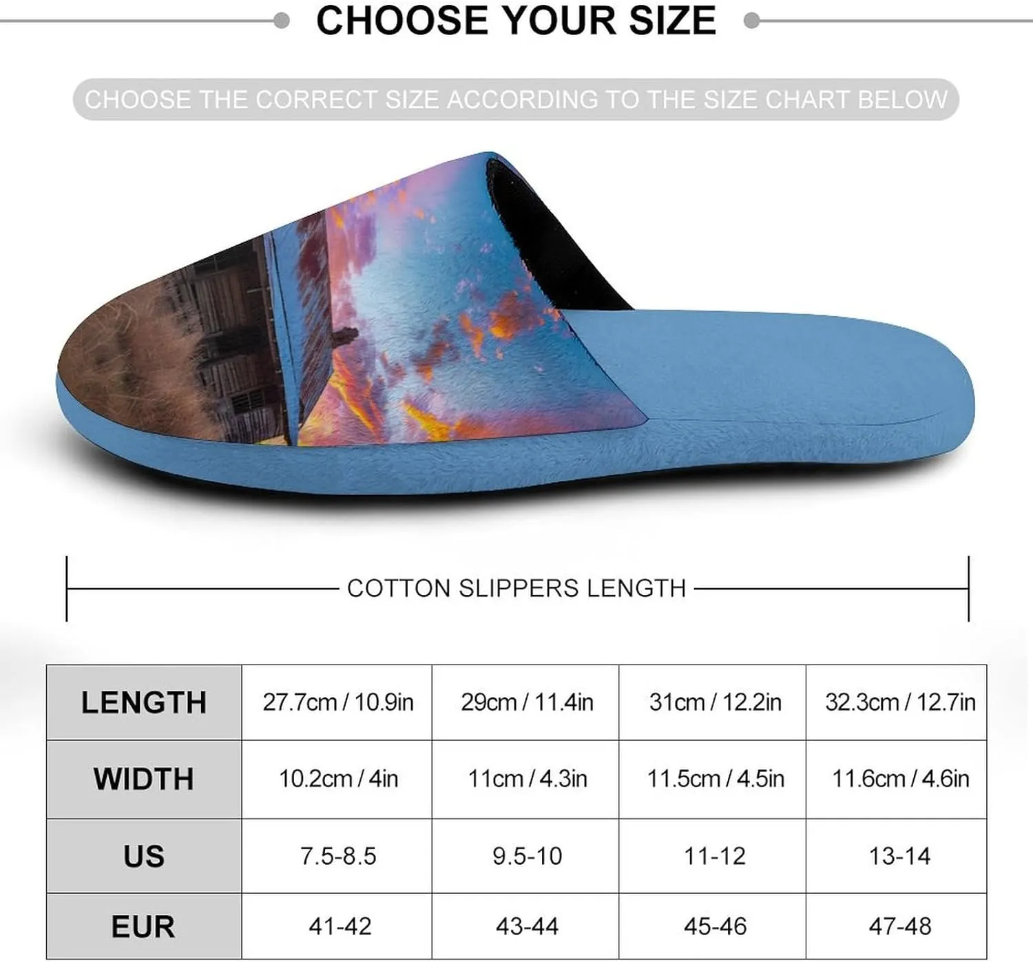 Prairie Sunset Lonely House Men's Slipper Non Slip Comfortable Winter Warm Home House Shoes Indoor Slippers