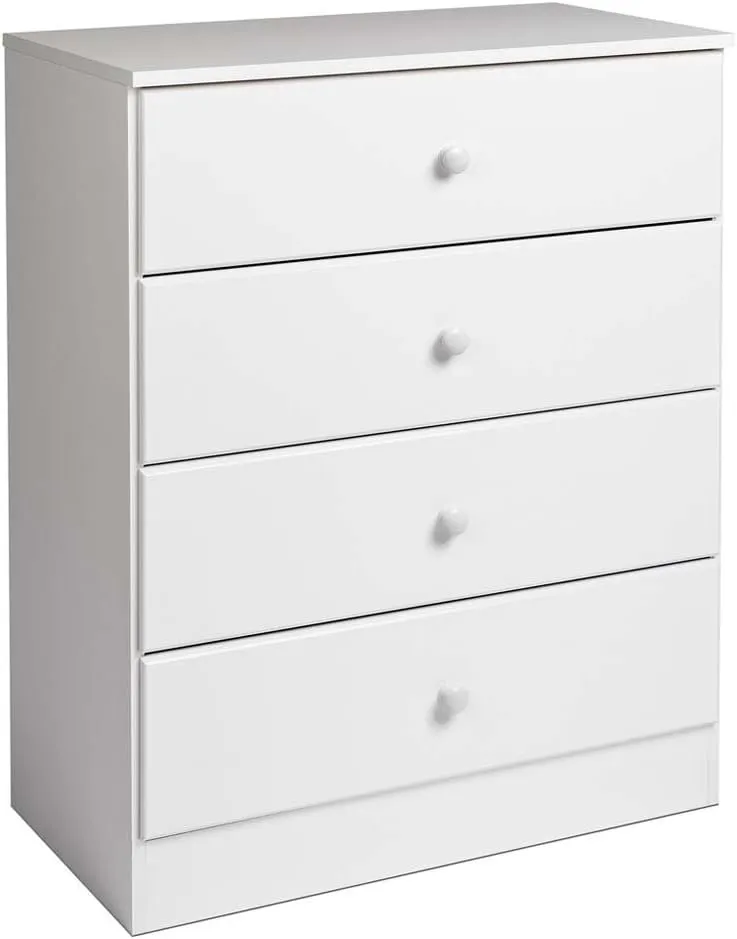 Prepac 4-Drawer 16" D x 30" W x 36.25" H & 5-Drawer 16" D x 31.5" W x 45.25" H White Bedroom Dressers Bundle