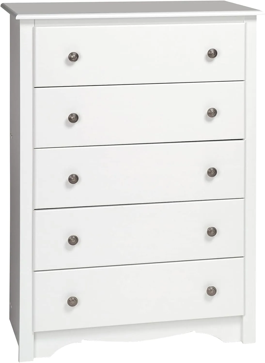 Prepac 4-Drawer 16" D x 30" W x 36.25" H & 5-Drawer 16" D x 31.5" W x 45.25" H White Bedroom Dressers Bundle