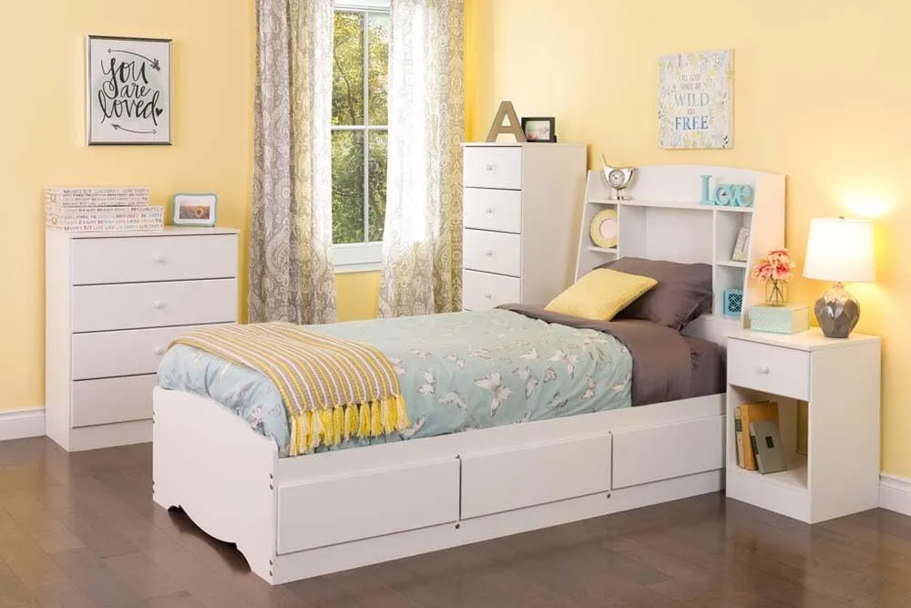 Prepac 4-Drawer 16" D x 30" W x 36.25" H & 5-Drawer 16" D x 31.5" W x 45.25" H White Bedroom Dressers Bundle