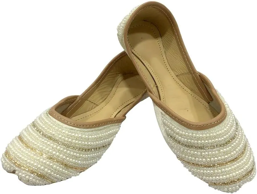 Punjabi Jutti for Girls Mojaris Toddler/Little Kid/Big Kid Formal Beaded Ballerina Flat Slip on Juti Girls Dress Party Shoes