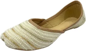 Punjabi Jutti for Girls Mojaris Toddler/Little Kid/Big Kid Formal Beaded Ballerina Flat Slip on Juti Girls Dress Party Shoes