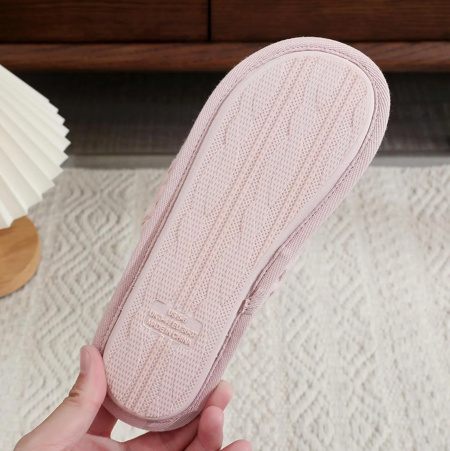 Pure Cotton Women’s Soft and Light Air-feeling Open-toe Indoor Slippers
