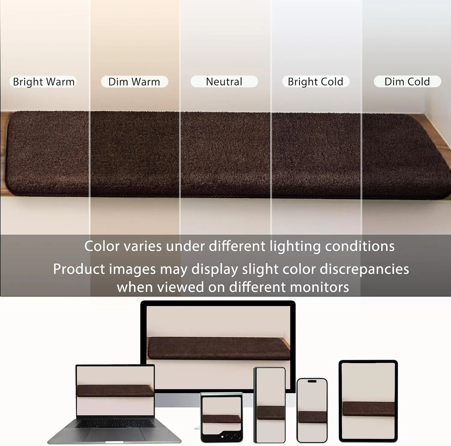 PURE ERA Carpet Stair Treads Ultra Plush 9.5" X 30"Soft Bullnose Indoor Stair Protectors Pet-Friendly Non-Slip Skid Resistant Tape Free Washable Reusable(2 Pieces,Dark Brown)