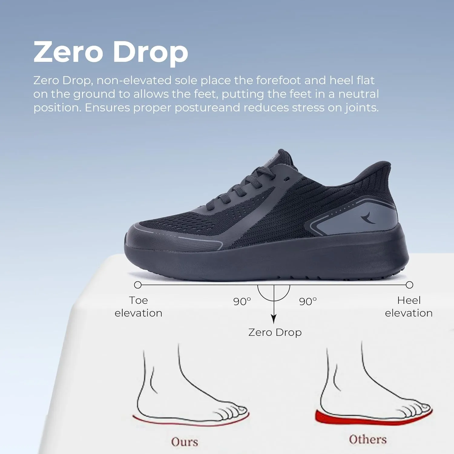QAUPPE Wide Toe Box Walking Shoes for Men | Zero Drop Minimalist Design | Arch Support for Plantar Fasciitis | Slip-On Tennis Shoes US 8-12