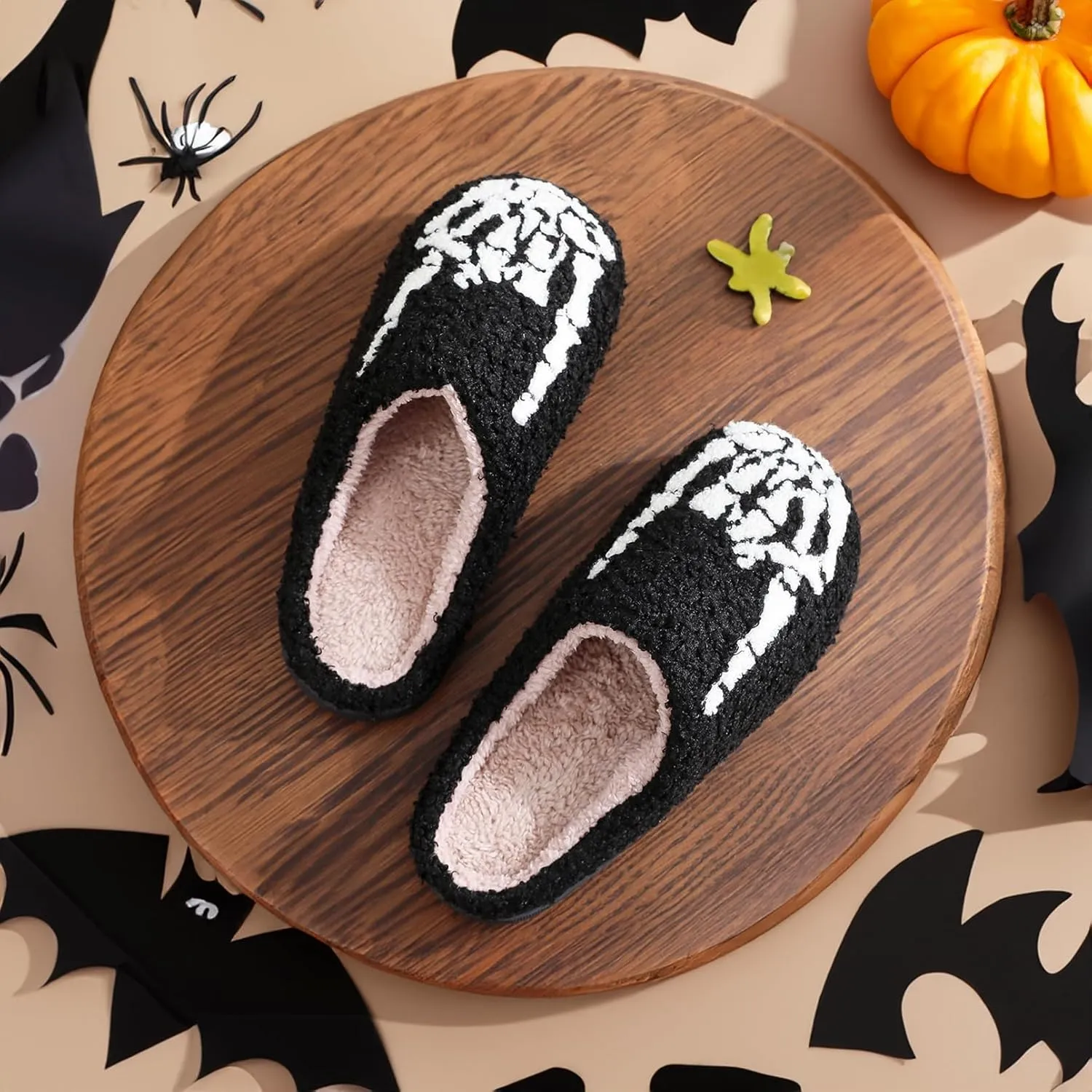 QSKPC animal slippers for women Fluffy Plush Slippers Cute Cartoon House Slipper Fruit Slippers for Womens Mens Plush Soft Memory Foam House Shoes